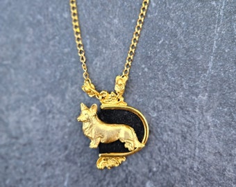 Corgi Cardigan necklace, Art Deco Corgi Cardigan Pendant, Dog jewelry for Welsh Dog enthusiast