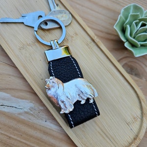 Handmade Silver Plated Rough Collie Keychain: Dog Lover Gift