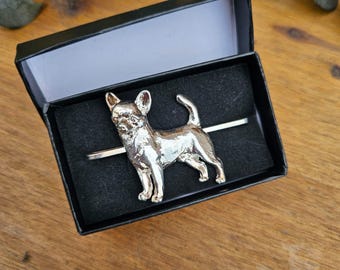 Silver-Plated CHIHUAHUA TIE CLIP For Men – Pewter Dog Tie Bar, Wedding Tie Clip, Pet Lover Gift, Father's Day Accessory, Formal Wear