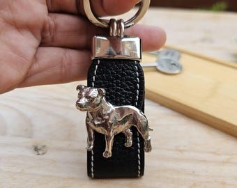Staffordshire Keychain, Staffordshire dog, Handmade Staffordshire terrier, Dog breeds keychains