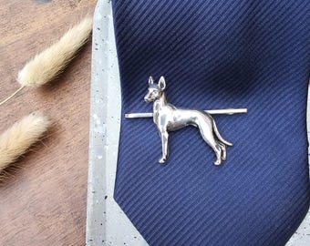 IBIZAN HOUND Tie CLIP For Men – Pewter Dog Breed Tie Bar - Stylish Gift For Dog Lovers, Groomsmen, Business And Wedding Accessory