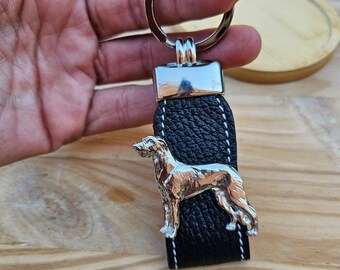 DEERHOUND DOG KEYCHAIN - Silver Plated Pewter Dog Breed Keyring - Unique Gift For Dog Lovers And Deerhound Enthusiasts