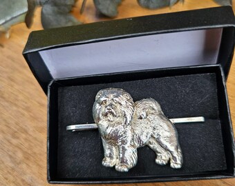 Silver Plated CHOW CHOW Dog Tie CLIP For Men – Elegant Pewter Tie Bar, Gift For Dog Lovers, Groomsmen, Weddings, Father’s Day And Christmas