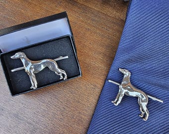 GREYHOUND TIE CLIPFor Men, Pewter Silver-Plated Necktie Accessory –Animal Tie Bar - Perfect Gift ForDog Lovers, Christmas And Fathers