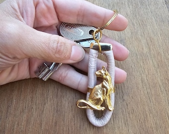 Oriental Cat keychain, Oriental Cat keyring, Handmade Oriental Cat, Cat lovers keychains, Cat art design