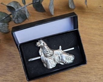 American Cocker SPANIEL TIE CLIP – Silver Plated Pewter Tie BarFor Men, GroomsmenPet-Inspired Formal Tie Accessory – Fathers Day Gift
