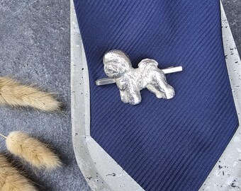 BICHON FRISE Tie CLIPFor Men – Pewter Dog Breed Tie Bar, Wedding AndBusiness Tie Accessory, Gift For Dog Lovers, Christmas Present For Him