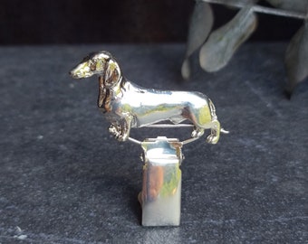 DACHSHUND NUMBER HOLDER Brooch, Silver And Gold Dog Show Ring Clip, Exhibitor Ring Clip For Dachshund Lovers –Gift Wrapping Available