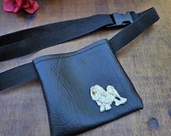 Premium Lowchen Vegan Leather treat bag for Dog Shows