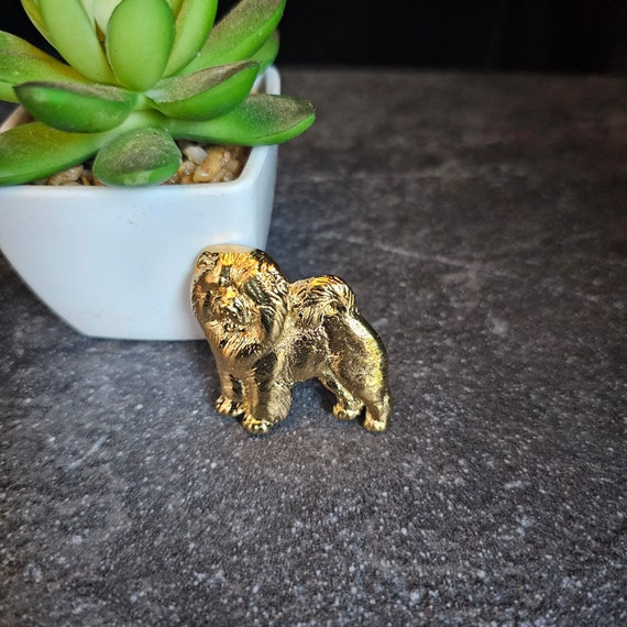 金メッキのチャウチャウ犬用ブローチ：ピューター製ペット愛好家用ピン