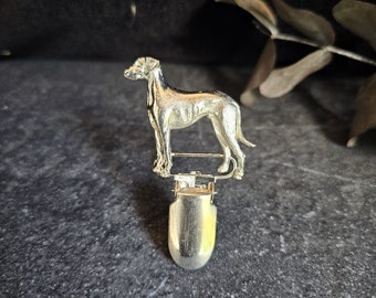 SLOUGHI Dog NUMBER HOLDER Brooch - Gold Plated Pewter Pin - Stylish Dog Show Clip Or Sweater Accessory Perfect Gift For Dog Lovers