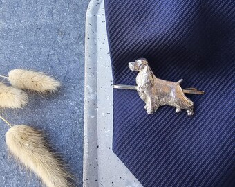 English Cocker SPANIEL TIE CLIP For Dog Lover, Pewter Dog BreedTie Bar For Men, Stylish Christmas Gift, Durable Animal Tie Pin For Neckties