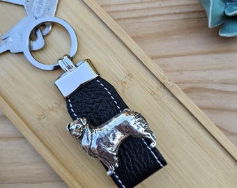 AUSTRALIAN SHEPHERD KEYCHAIN - Silver Plated Dog Memorial Keyring - Unique Pet Lover Keepsake – Gift For Dog Lovers