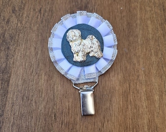 Tibetan Terrier number holder, brooch or dog show ring clip, show clip Tibetan Terrier, Exhibitor ring number clips, rosettes dog