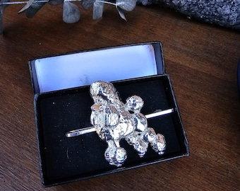 POODLE English Saddle TIE CLIP – Silver Plated PewterTie Bar – Fathers Day Gift, Groomsmen Accessory, Stylish Tie Holder For Formal Wear