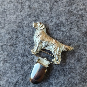 Golden Retriever number holder, brooch or dog show ring clip, show clip Golden Retriever, Exhibitor ring number clips Silver