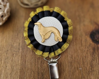 Beautiful Borzoi Dog Show Number Holder - Rosette Tag Clip for Competitions