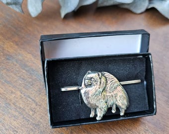 Pomeranian Tie Clip: Pewter Dog Lover Gift