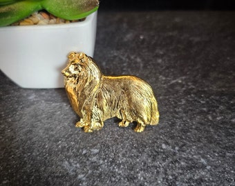 ROUGH COLLIE BROOCH In 24k Gold For Dog Lovers, Collie Brooch Pin For Your Jacket Or Scarf-Perfect Gift For Dog Lovers In Two Finishes