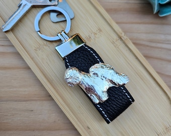 Old ENGLISH SHEPDOG KEYCHAIN – Silver Plated Bobtail Dog Breed Keyring – Ideal Gift For Dog Lovers – Gift Wrapping Available