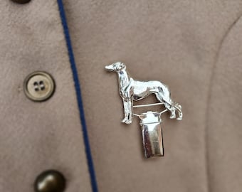 GREYHOUND Dog Show Clip NUMBER HOLDER or Brooch - Gold Plated Pewter Pin - Memorial Gift for Greyhound Lovers and Dog Show Exhibitors