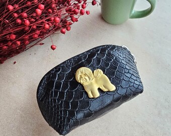 Bichon Frise coin curse, bichon frise purse, coin purse vegan leather