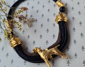 German Pointer dog Chocker, Chocker dog pedant, Black and gold chocker, women chocker, chocker fot dog lovers, women necklace