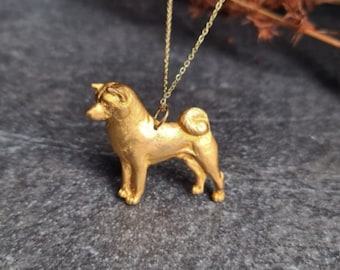 Japanese AKITA INU Pendant NECKLACE Available With Gift Wrapping – Gold Or Silver Plated Akita Dog Breed Charm Necklace