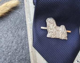 Handcrafted PULI Dog TIE CLIP - Pewter Hungarian Puli Tie Bar, Unique Gift ForDog Lovers, Groomsmen, Puli Owner -Mens Silver Tie Accessory