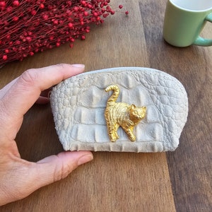 Adorável bolsa de moedas para gato American Shorthair - acessório feito à mão com inspiração felina