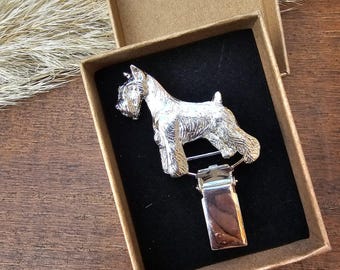 SCHNAUZER Miniature NUMBER HOLDER Brooch – Elegant Dog Show Ring – Unique Gift For Dog Lovers And Show Enthusiasts – Gift Wrapping Available