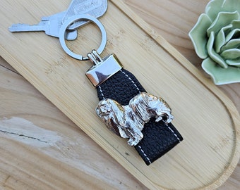 JAPANESE CHIN KEYCHAIN - Silver Plated Pewter Keyring For Dog Lovers - Unique Gift For Japanese Chin Owners Or Enthusiasts