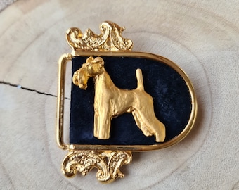 Fox terrier Dog Motif on Buckle, Belt buckle, Fox terrier art deco, Black Friday