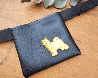 Elegant Vegan Leather Dog Treat Bag for Dog Shows - Featuring a Powder Puff Design