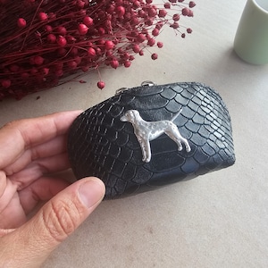 Cartera con cremallera dálmata, Monedero de cuero para perros dálmata, Monedero dálmata, Monedero dálmata, Monedero de cuero vegano