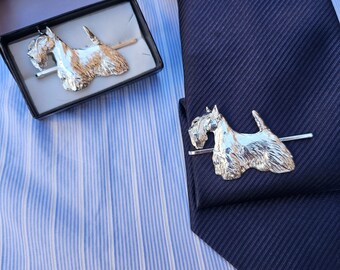 Silver Plated SCOTTIE Terrier TIE CLIP For Men -Pewter Scottish Tie Bar –Unique Dog Lover Gift And Elegant Tie Accessory For Formal Wear