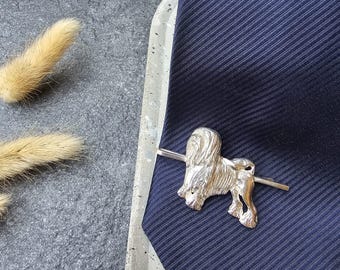 LOWCHEN Dog TIE CLIP For Men – Pewter Animal Tie Bar, Little Lion Breed Gift ForDog Lovers, Groomsmen, Weddings, Father's Day Accessory