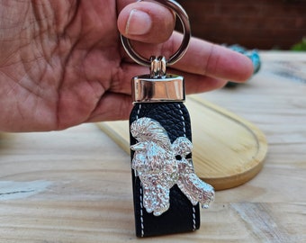 NORDIC POODLE KEYCHAIN – Silver Plated Dog Breed Keyring - Ideal Dog Memorial Gift For Poodle Owners – Gift Wrapping Available