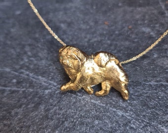 Pendentif Chien Chow Chow Vintage En Argent Massif - Bijou Ancien, Occasion