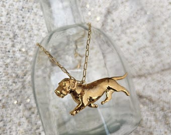 Wire Hair Dachshund Pendant Necklace: Silver/gold Plated Dog Lover