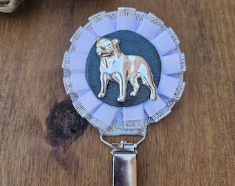 Staffordshire number holder, brooch or dog show ring clip, show clip Staffordshire, Exhibitor ring number clips, rosettes dog