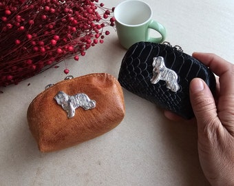 Bearded Collie coin curse, Bearded collie purse, coin purse vegan leather