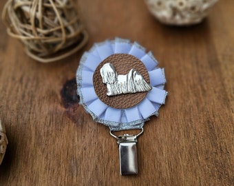 Lhasa Apso number holder, brooch or dog show ring clip, show clip Lhasa Apso, Exhibitor ring number clips, rosettes dog