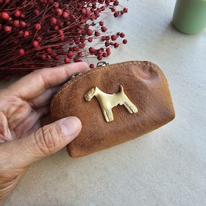 Monedero de moneda Fox Terrier, bolso Fox terrier, monedero de cuero vegano, billetera con cremallera fox terrier