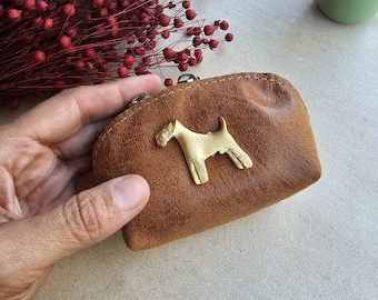 Fox Terrier coin Purse, Fox terrier purse, coin purse vegan leather, fox terrier zipper wallet
