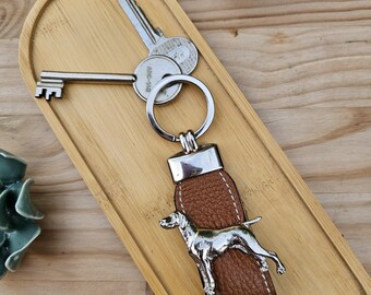 GERMAN POINTER KEYCHAIN - Silver-Plated Pewter Dog Keychain - Dog Breed Keyring - Cute Dog Memorial Accessory For Dog Lovers