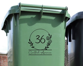 Wheelie Bin number Sticker - House Name and Number Decal - Sticker For Bin - Personalised Trash Can Decal - Address Sticker - Personalised
