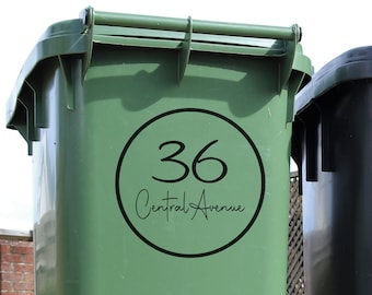 Mülltonne Aufkleber - Hausname und Hausnummer Aufkleber - Personalisierter Vinyl - Benutzerdefinierter Aufkleber - Briefkasten - Zuhause Organisation - Mülleimer