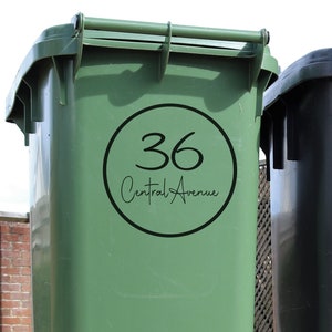 Wheelie Bin Sticker - House Name and Number Decal - Personalised Vinyl - Custom Sticker - Postbox - Home Organisation - Trash Can