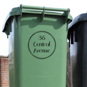 Wheelie Bin Sticker - Personalised House Name Vinyl Decal - Custom Waterproof Decal - Labels For Bin - Recycle Bin Stickers - Rubbish Bin